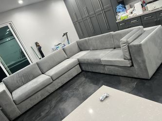 Brand New Never Used Grey Velvet Sectional