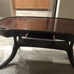 Antique Coffee Table With Glass Top