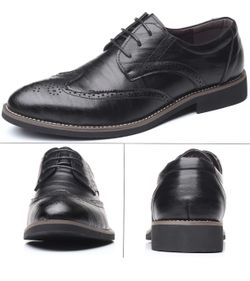 Men’s Black Wingtip Oxford Dress Shoes – Size EU 48 (Approx. US Men’s 13/14) – New in Box