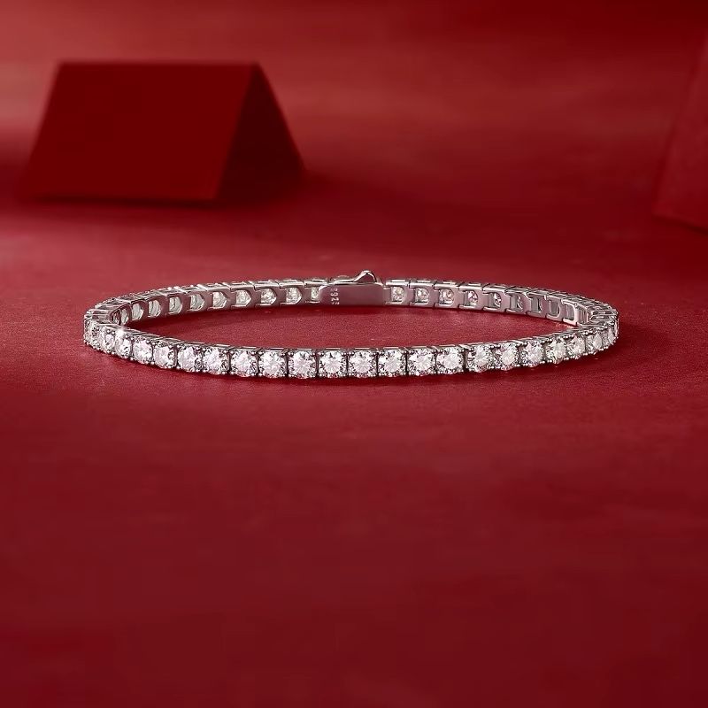 Tennis Bracelet pass tester SOLID 925Sterling Silver MOISSANITE 7" 2mm