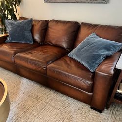 Pottery Barn Brown Leather Couch