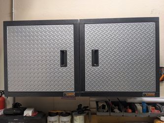 Gladiator by Whirlpool Wall Cabinets (Pair) – Diamond Plate Steel (28x28x12)