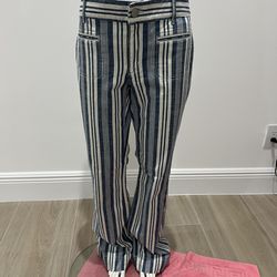 Loft striped Blue & White Curvy Flared Jeans Size 28/6