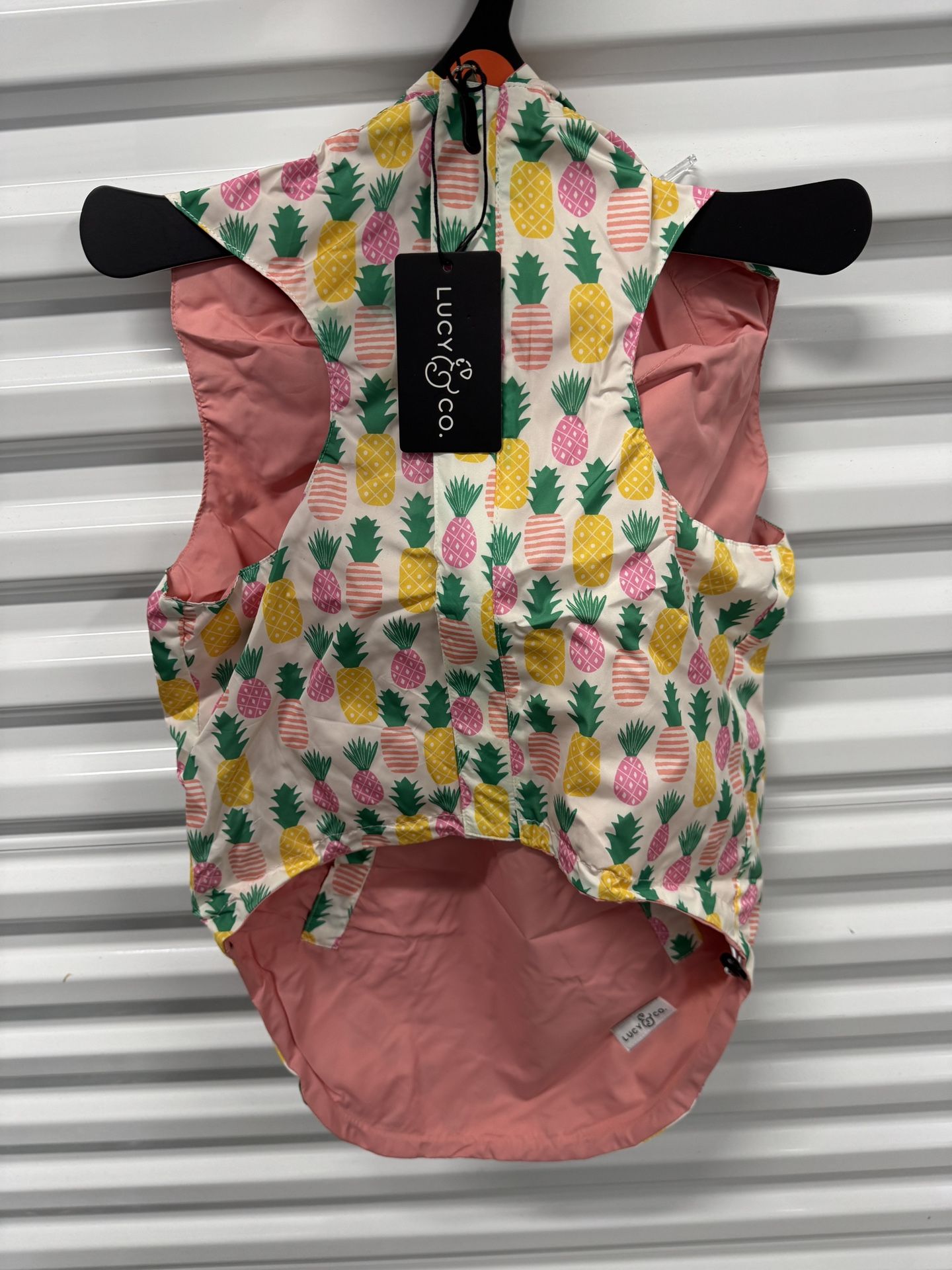 LUCY & CO Dog Rain Coat Poolside Chillin Pineapples Reversible