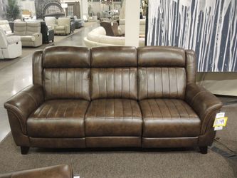 Barcalounger Kimball Leather Dual Power Sofa - Brown | Couch | Living Room Couch