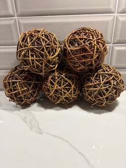 5 Pier 1 woven decorative decoration 4” balls