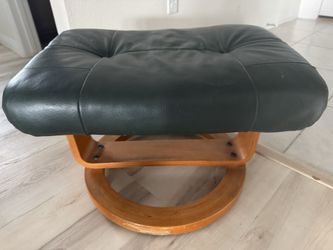 Green Leather Ottoman