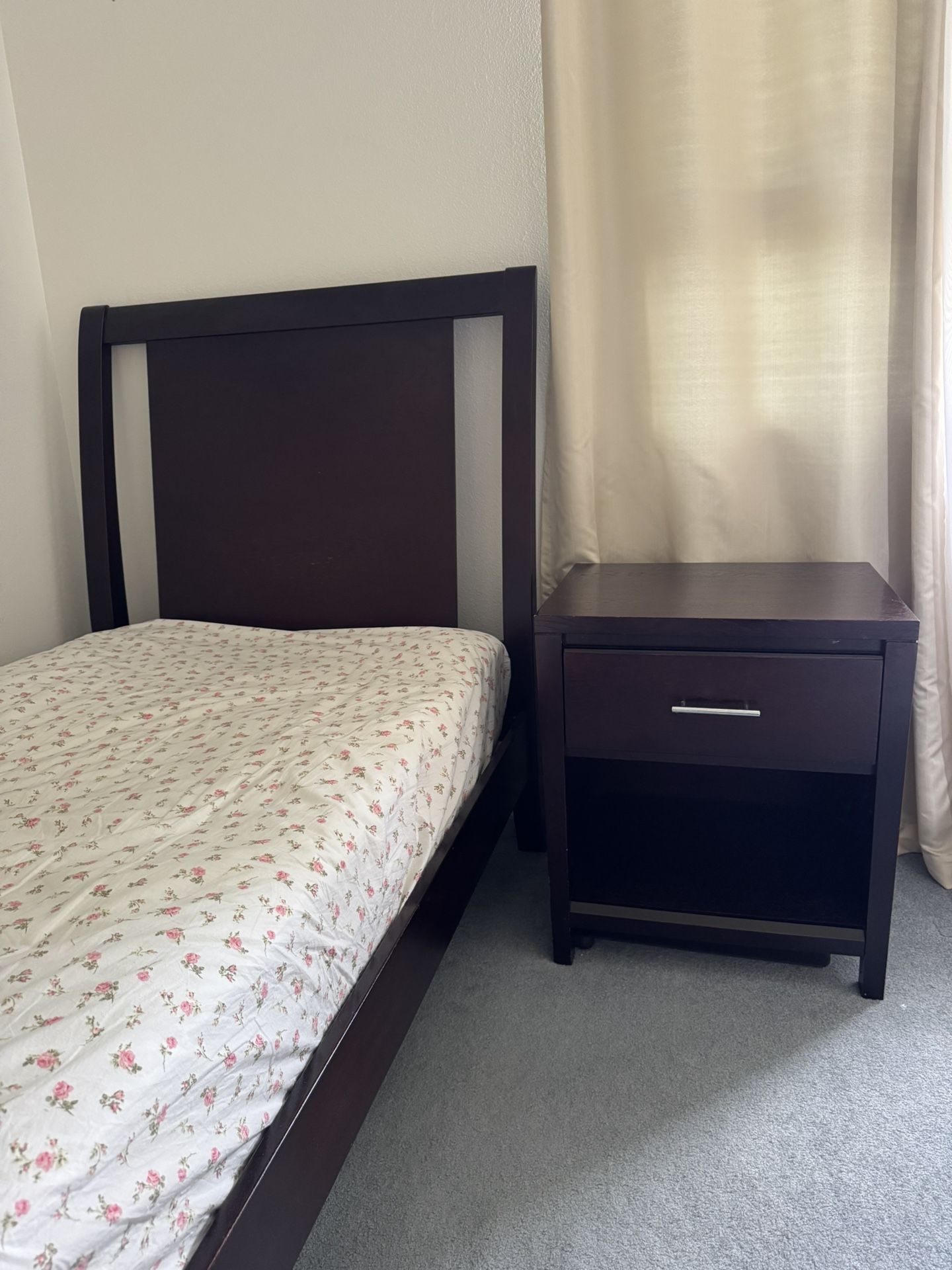 Twin. Bed And Nightstand 