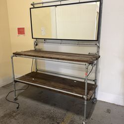 Industrial Shelving With Pipe Mirror 