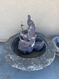 Concrete Bird Bath with Statue