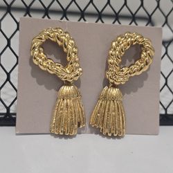 Gold Tone Victorian Drop Earrings