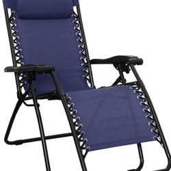 Amazon Basics Outdoor Patio Zero Gravity Lounge Chair with Pillow, Folding Reclining and Textilene Adjustable, Folding Lounge Lawn Chairs for Outside,