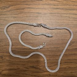 Dual Dragon Head Chain And Bracelet