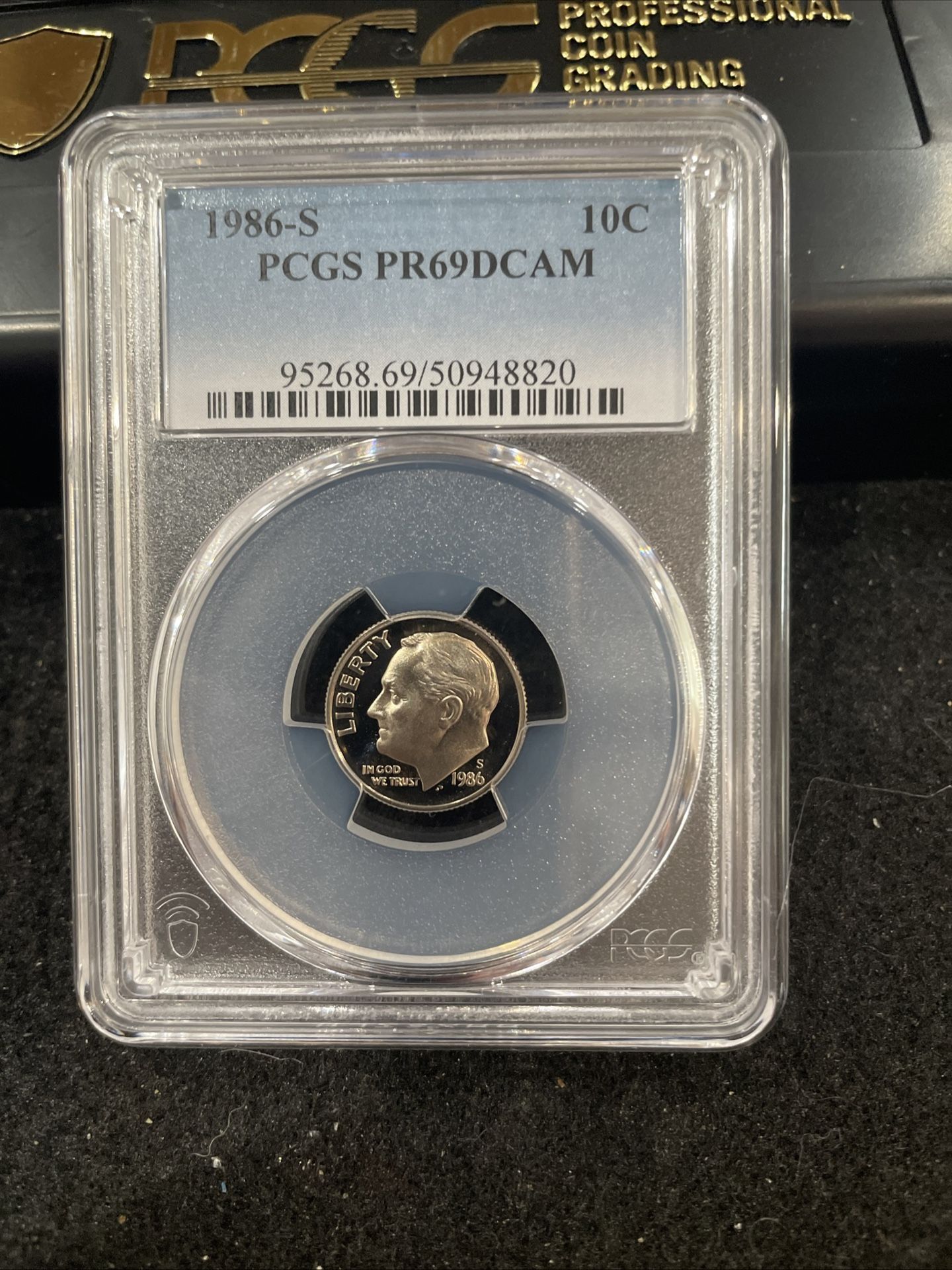 1986 S Gem Proof Roosevelt Dime Graded At PR69 With A Deep Cameo E-8