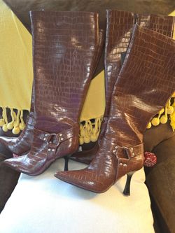 New Boots/Shoes from Forever 21 Embossed Knee-High Heeled Boots
