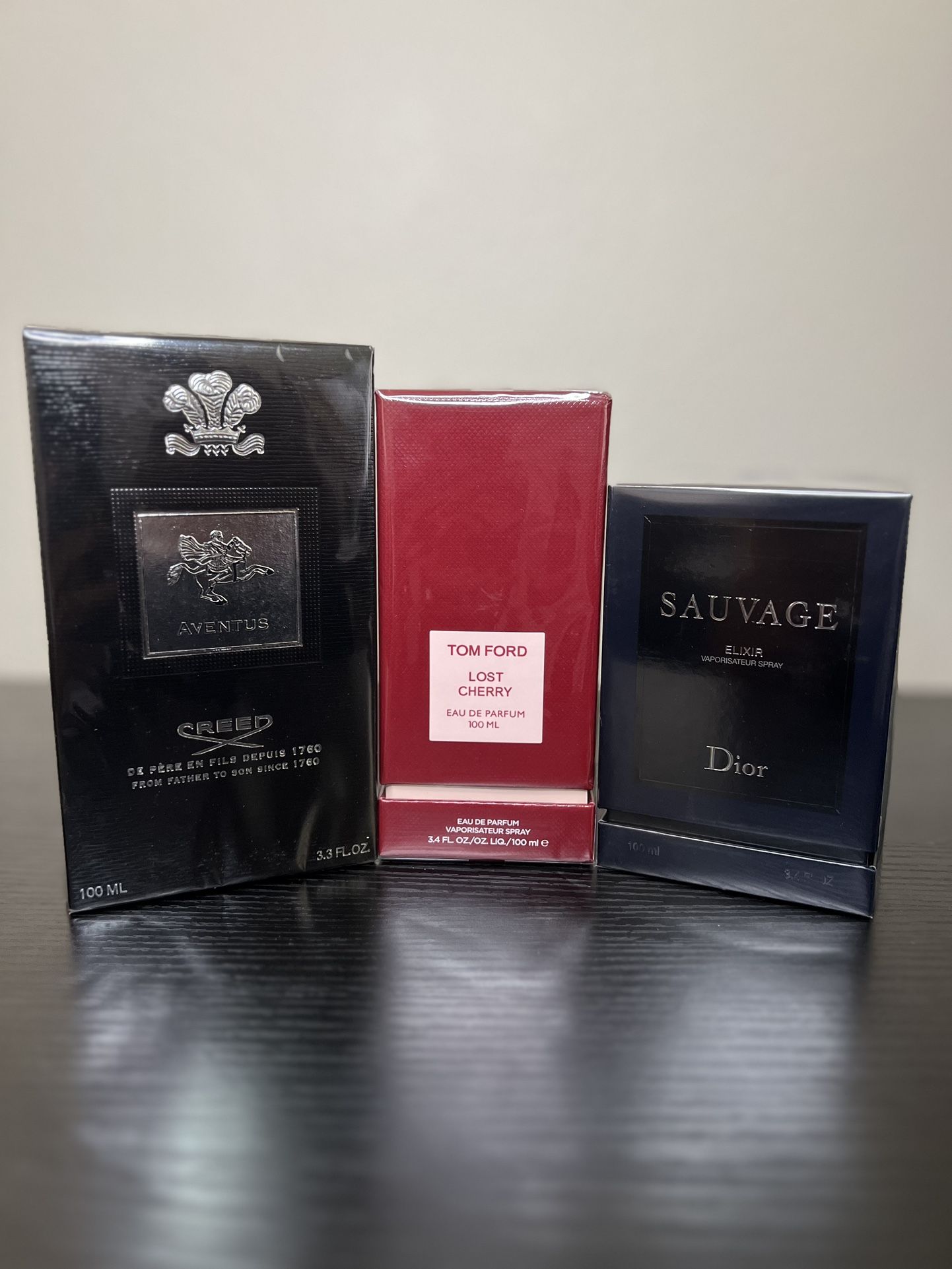 Cologne Collection All 100ml (CREED AVENTUS EDP, TOM FORD LOST CHERRY EDP, DIO SAUVAGE ELIXER)
