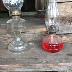 Beautiful Vintage Glass Oil Lamps