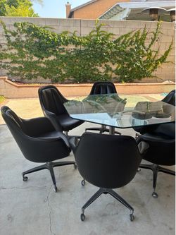 1970s Vintage MCM Bucket Swiveling and Rolling Chairs - Set of 6