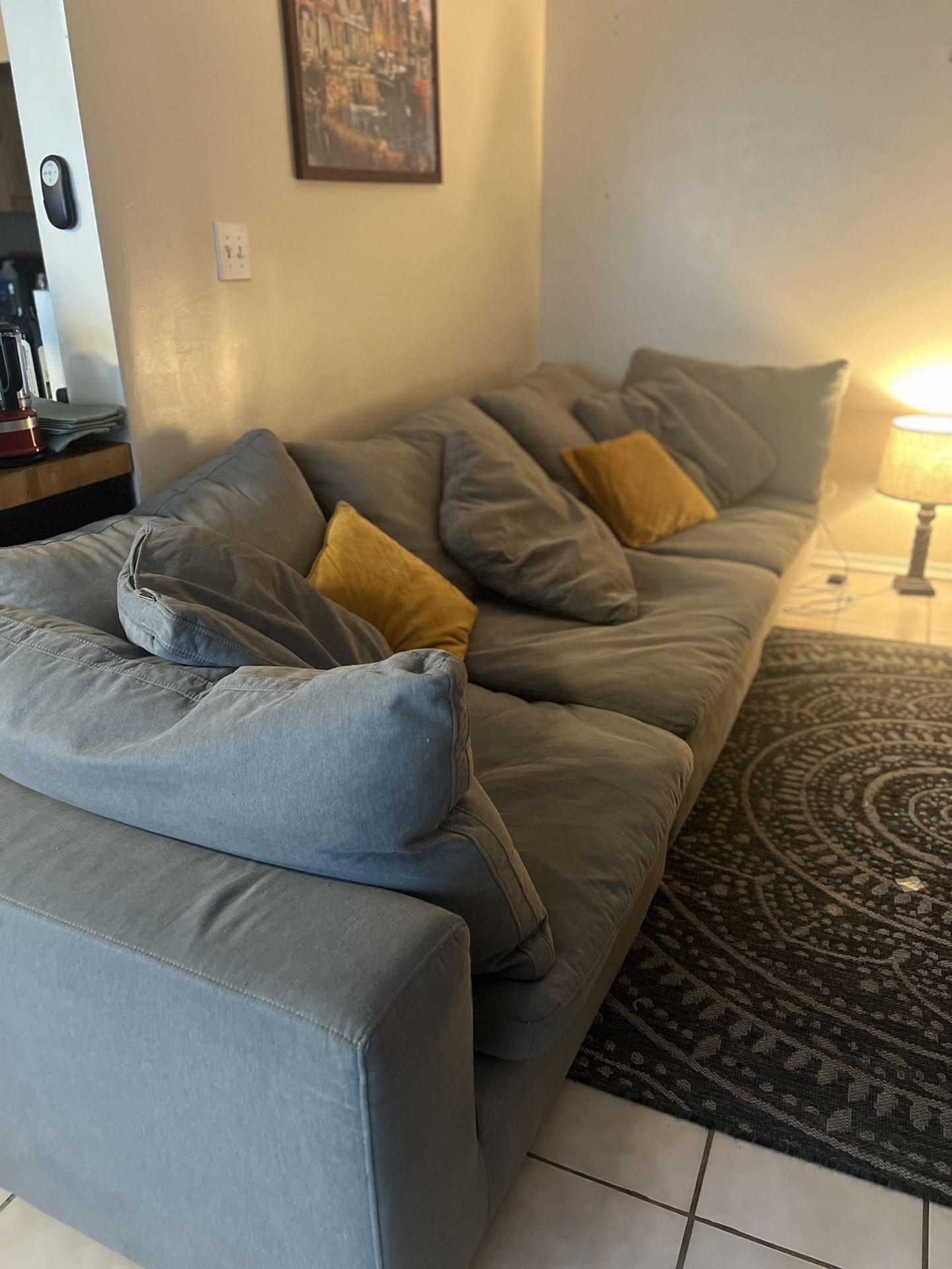 Averly Grey Fabric 3 Pieces Sectional Couch