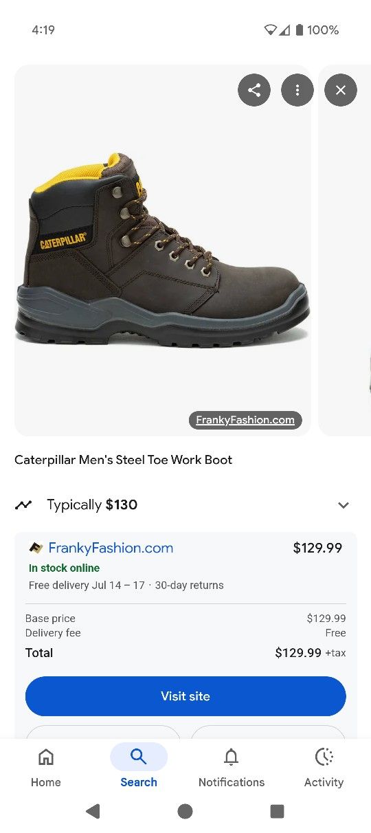 Caterpillar Steel Toe Work Boots USA 13