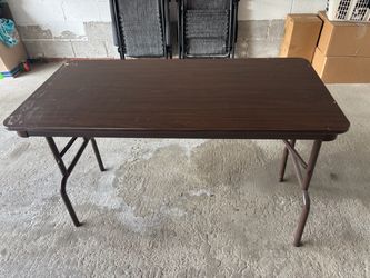 Brown Folding Table with Metal Legs