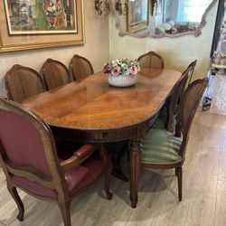 FOR SALE: Antique French Dining Table & Chairs – Handcrafted, 8-Piece Set with History