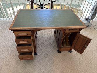 English Antique Leather Top Desk