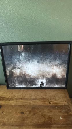 25" x 19" framed abstract/cityscape