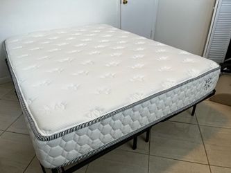 Quilted & Tufted Queen mattress with bed frame