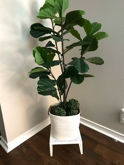 Large Faux Fiddle Leaf Fig Tree with Basket and Stand Set 🌿✨