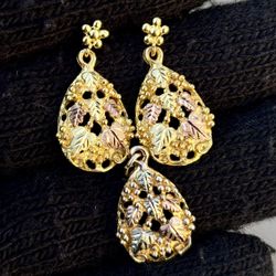 10k Gold Coleman’s Co Black Hills Set Earring And Pendant