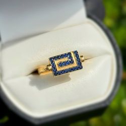 Jewelry 18k solid yellow gold sapphires 0.50CTW ring sz 7.00