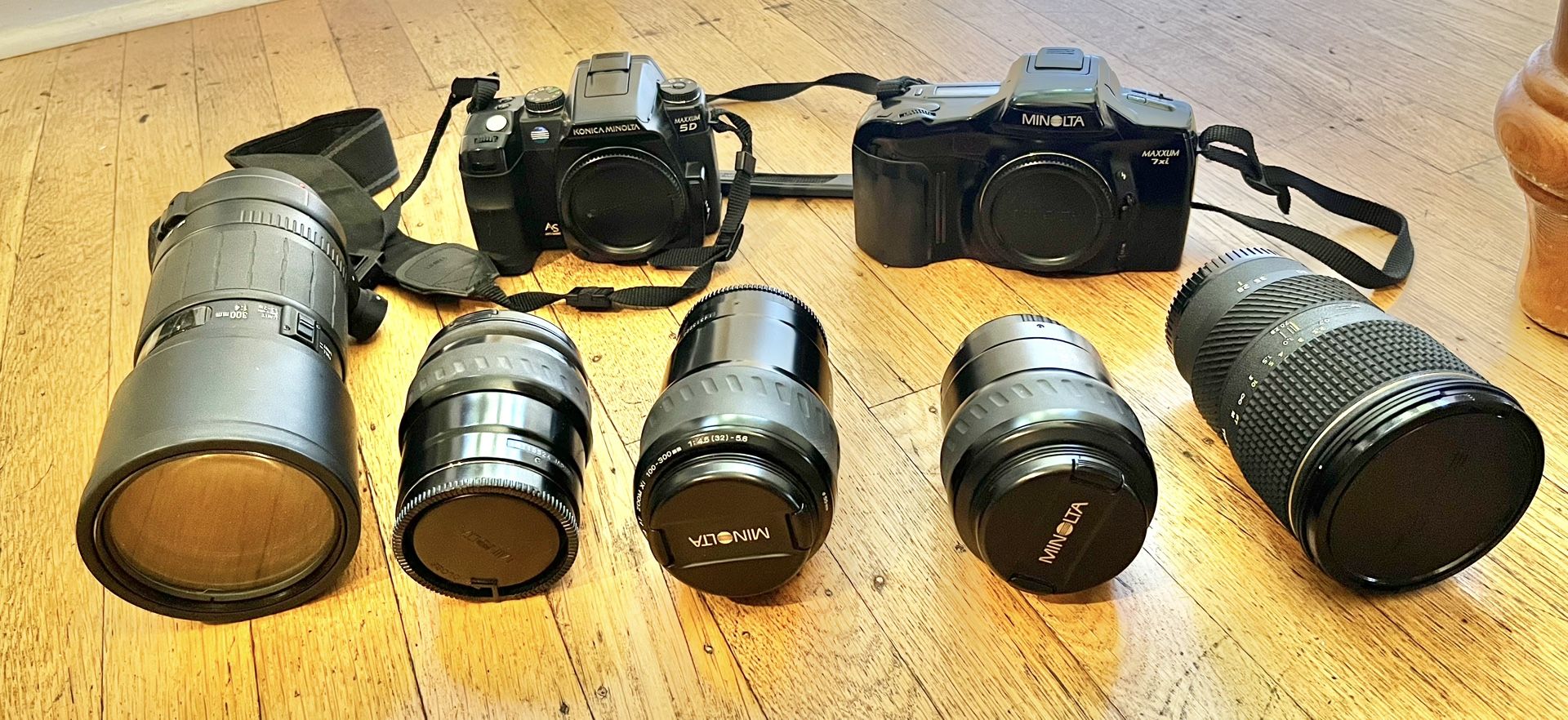 Minolta 7xi , Konica Minolta 5D Cameras With Various Lens