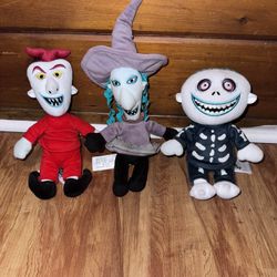 Disney Parks Lock Shock And Barrel Plush Set Nightmare Before Christmas 7” inch