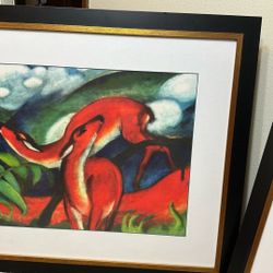 4 Gorgeous Franz Marc Custom Framed Prints Set Matted Framed In Non-Glare, UV Protection Glass