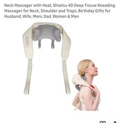 Neck Massager with Heat, Shiatsu 4D Deep Tissue Kneading Massager for Neck, Shoulder and Traps, Birthday Gifts for Husband, Wife, Mom, Dad, Women & Ma