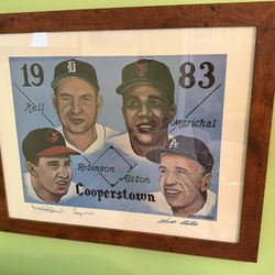 1983 Baseball Hall Of Fame Print Signed By 3 