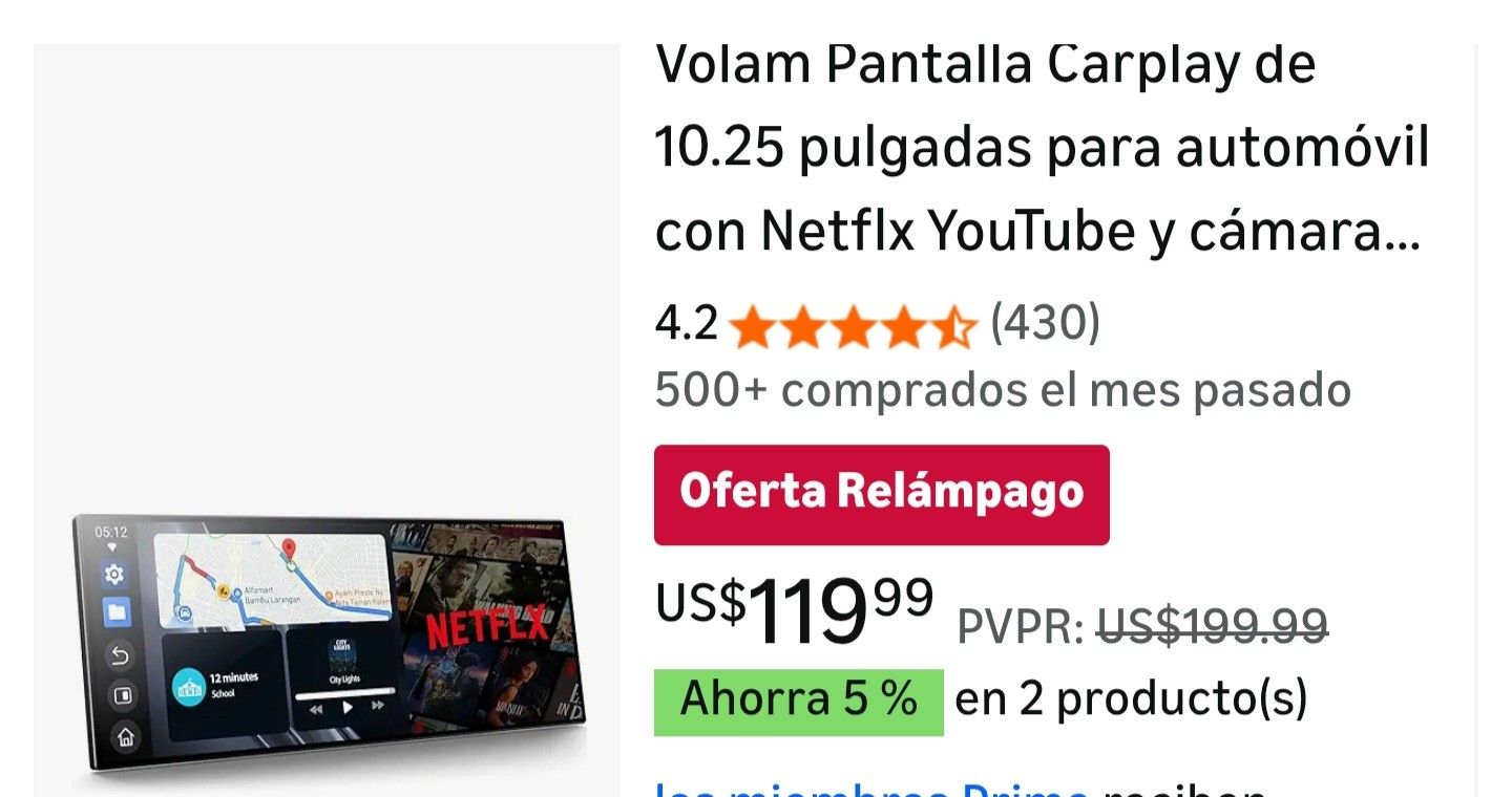 Volam 10.25-inch CarPlay Display for Cars with Netflix, YouTube, and Backup Camera for iPhone and Android Auto, Enhanced Wireless AI Video Entertainme