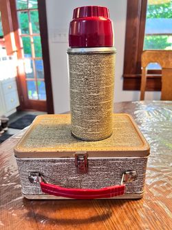 Vintage Metal Lunch Box with Thermos
