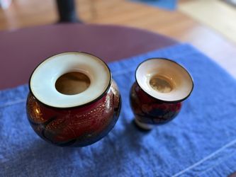 Signed Nourot (01/02) hand-blown glass vase set