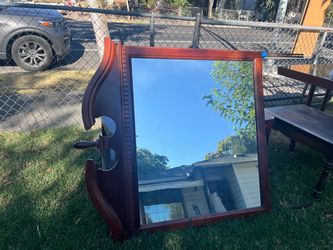 Mahogany Wood Dresser Mirror with Swing Arms