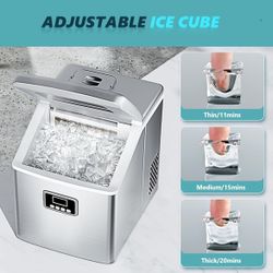 New EUHOMY Countertop Ice Maker Machine, 40Lbs/24H Auto Self-Cleaning, 24 Pcs Ice/13 Mins, Portable Compact Ice Maker with Ice Scoop & Basket, Perfect