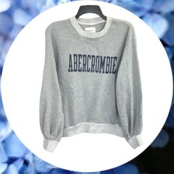 Abercrombie & Fitch Gray w Navy Sweatshirt Women Size Small