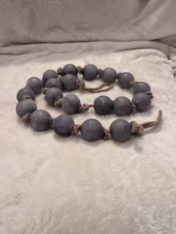 Gray Decorative Bead Garland on Jute Cord