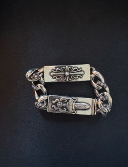 Chrome Hearts Style - Floral Dagger Cuban Link Bracelet - Stainless - 20cm