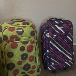 Two Funky Colored Suitcases