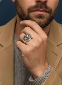 Sterling Silver 3D Wolf Ring