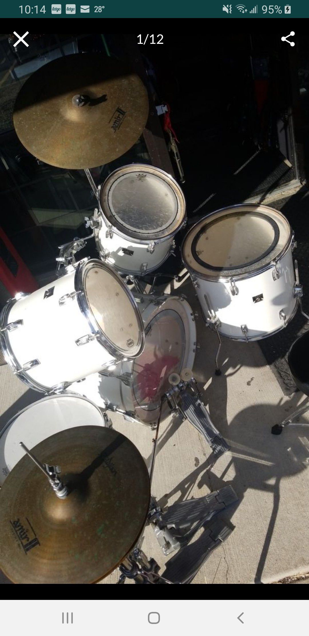 Complete tama superstar drum set with cymbals,stands,18" floor tom