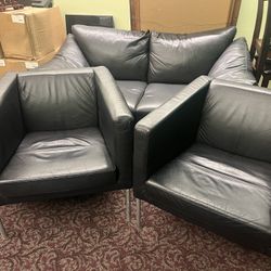 Black Leather Sofa And Accent Chairs