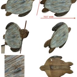 Brand New One of a Kind Hand Carved & Painted Aged Cedar Hanging Turtle 